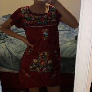 ❤️Mexican Burgundy Dress